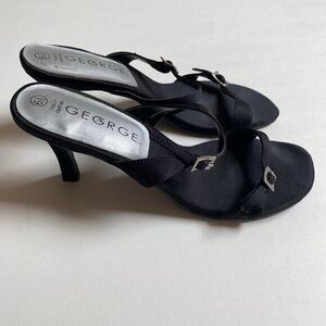 George Elegant Black Heeled Sandals